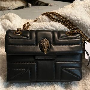 Kurt Geiger Black Quilted Leather Crossbody with Gold Chain